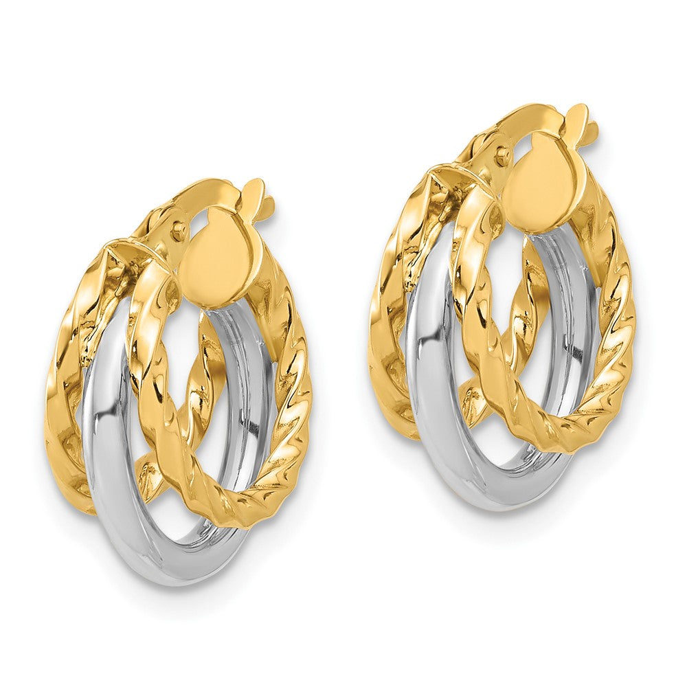 14k Two-tone 13.7 mm Two-tone Polished Fancy Hoop Earrings (2.25 grams)