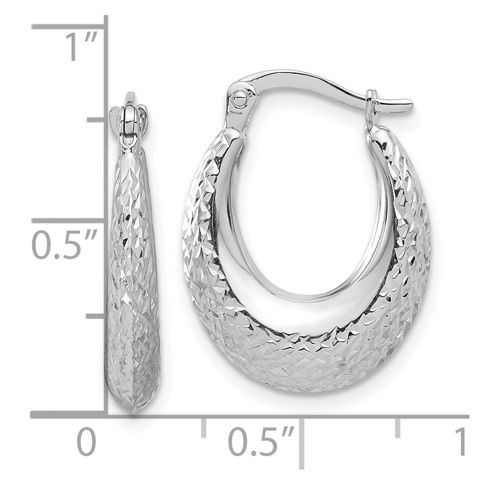 14k White Gold 16.5 mm Polished and Diamond-cut Hoop Earrings (1.4 grams)