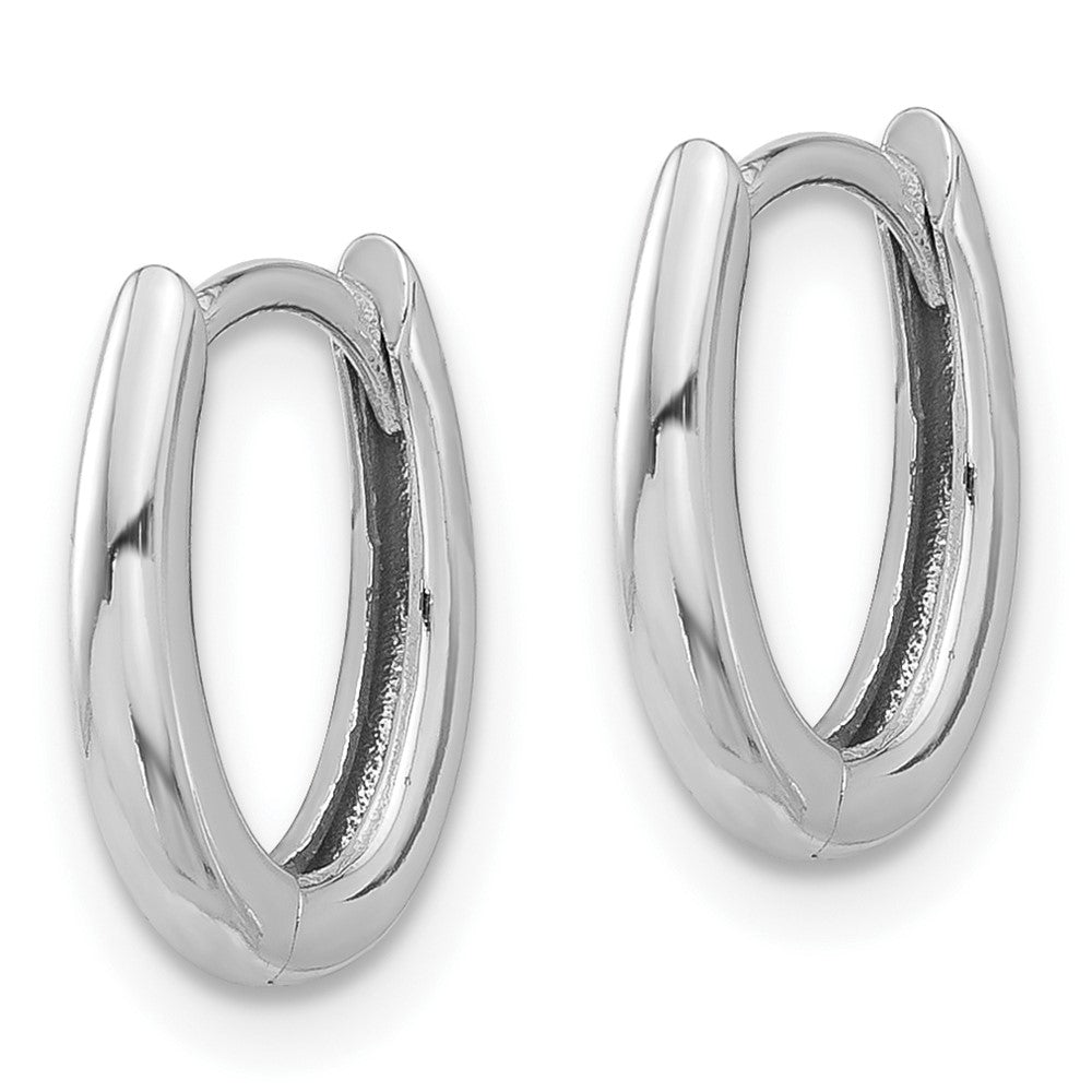 14k White Gold 10.2 mm Polished Oval Hinged Hoop Earrings (1.37 grams)