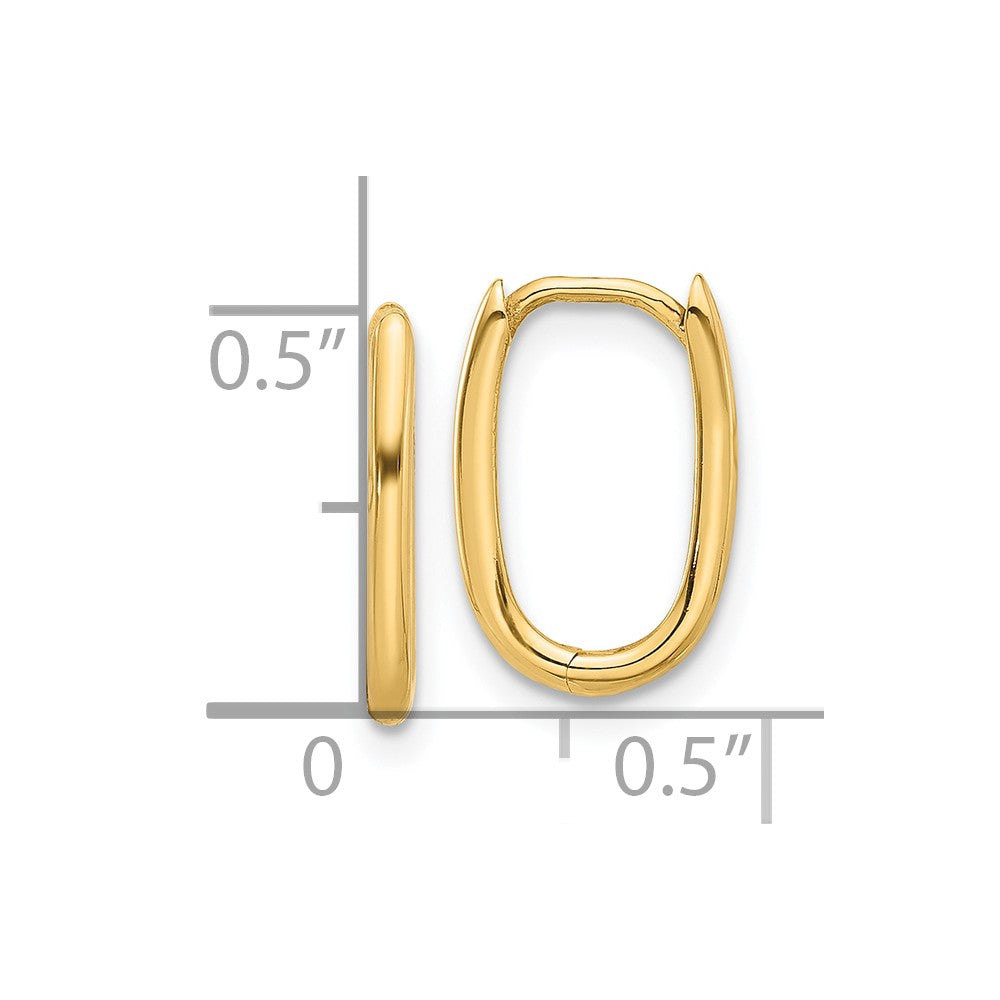 14k Yellow Gold 9.2 mm Polished Oval Hinged Hoop Earrings (1.08 grams)