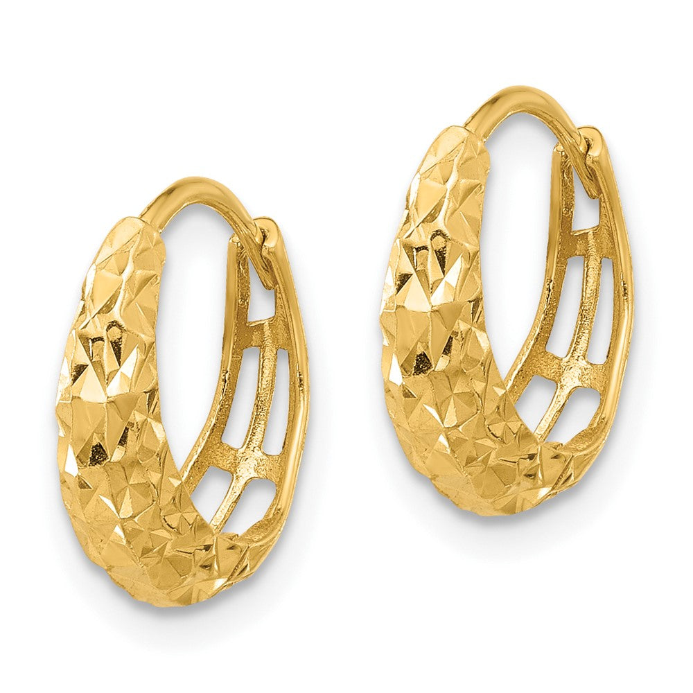 14k Yellow Gold 14 mm Polished Diamond-cut Hoop Earrings (3.14 grams)