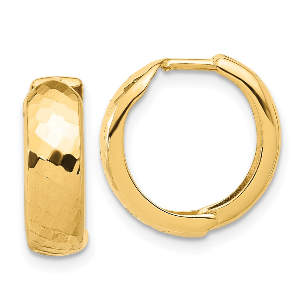 14k Yellow Gold 15.9 mm Polished and Diamond-cut Huggie Hoop Earrings (1.64 grams)