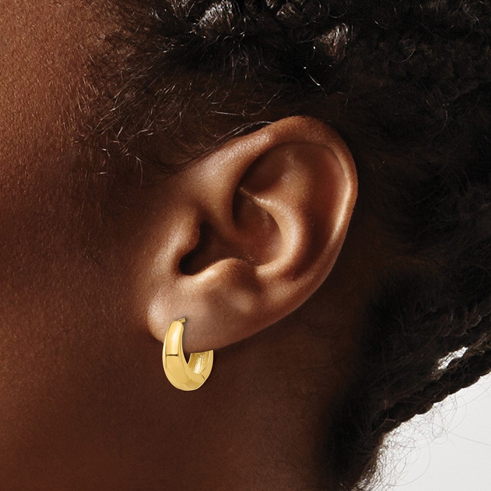 14k Yellow Gold 14.6 mm Polished Hinged Huggie Hoop Earrings (2.89 grams)