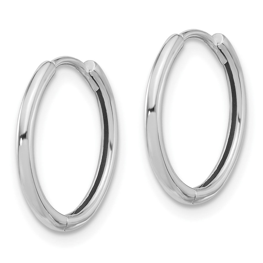 14k White Gold 16 mm Polished Hinged Hoop Earrings (1.59 grams)