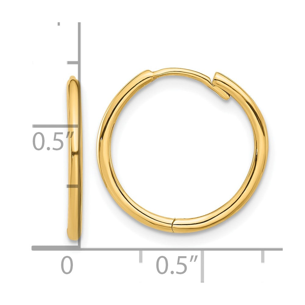 14k Yellow Gold 18 mm Polished Hinged Hoop Earrings (1.8 grams)