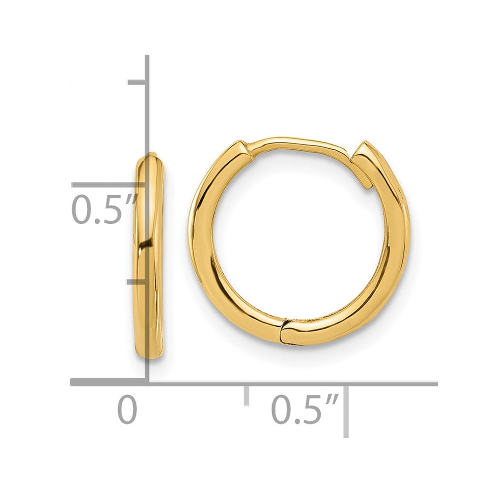 14k Yellow Gold 14.5 mm Polished Hinged Hoop Earrings (1.88 grams)