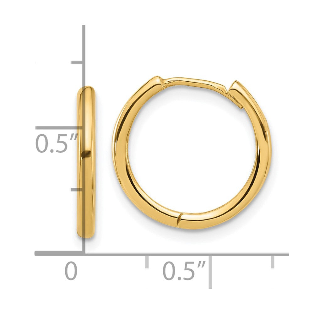 14k Yellow Gold 16.5 mm Polished Hinged Hoop Earrings (2.08 grams)