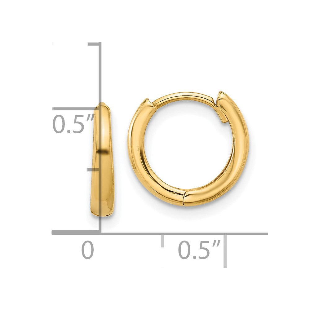14k Yellow Gold 12.4 mm Polished Hinged Hoop Earrings (1.66 grams)