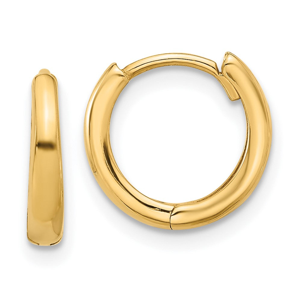 14k Yellow Gold 12.4 mm Polished Hinged Hoop Earrings (1.66 grams)