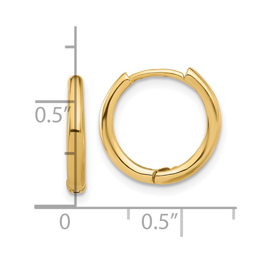 14k Yellow Gold 14.3 mm Polished Hinged Hoop Earrings (2.04 grams)