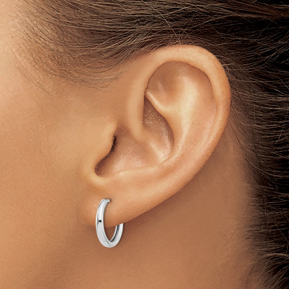 14k White Gold 14.3 mm Polished Hinged Hoop Earrings (1.87 grams)