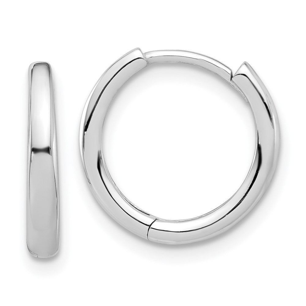 14k White Gold 14.3 mm Polished Hinged Hoop Earrings (1.87 grams)