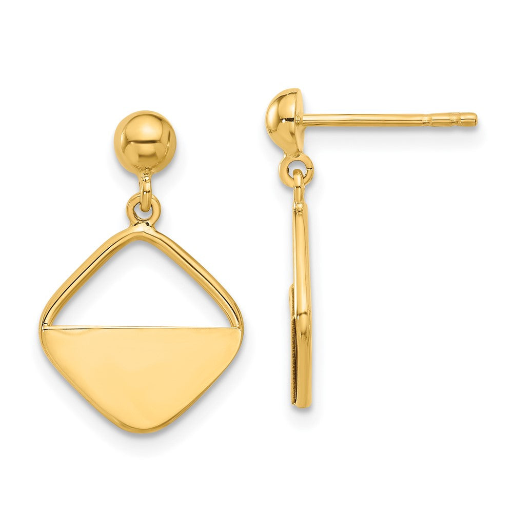 14k Yellow Gold 12.7 mm Polished Contemporary Dangle Post Earrings (1.45 grams)