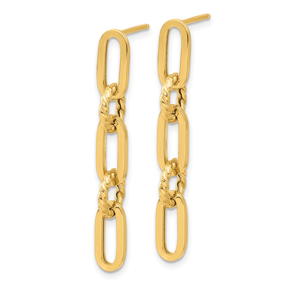 14k Yellow Gold 7.9 mm Polished Chain Link Dangle Post Earrings (2.8 grams)