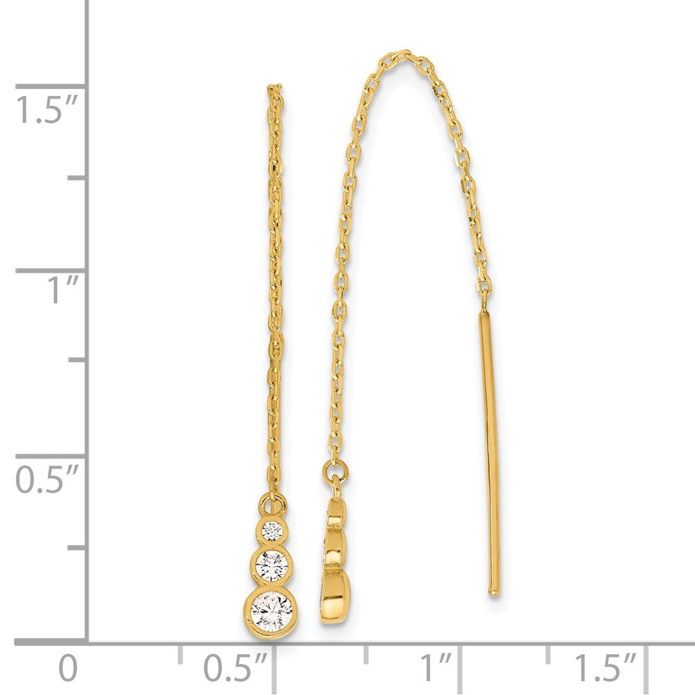 14k Yellow Gold 3.8 mm Polished CZ Threader Earrings (1.29 grams)