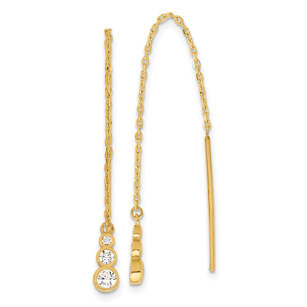 14k Yellow Gold 3.8 mm Polished CZ Threader Earrings (1.29 grams)