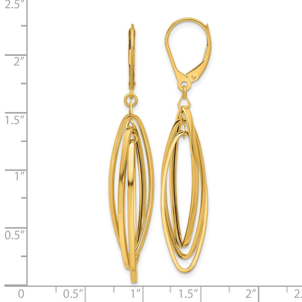 14k Yellow Gold 9.5 mm Polished Oval Twisted Dangle Leverback Earrings (2.57 grams)