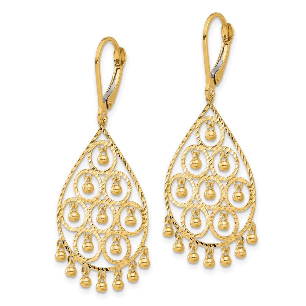 14k Yellow Gold 18.5 mm Polished and Diamond-cut Chandelier Style Dangle Earrings (3.01 grams)