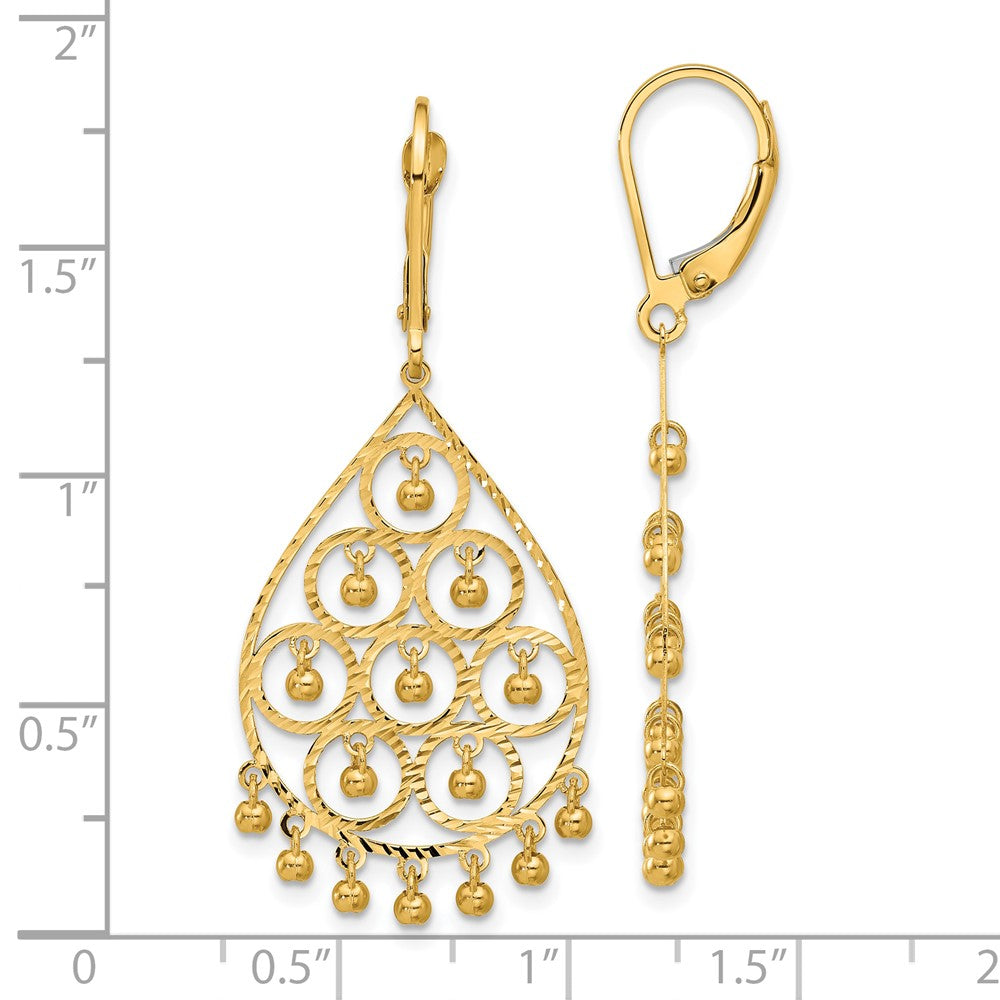 14k Yellow Gold 18.5 mm Polished and Diamond-cut Chandelier Style Dangle Earrings (3.01 grams)