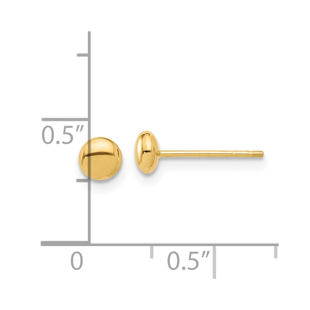 14k Yellow Gold 4.4 mm Button Post Earrings (0.36 grams)