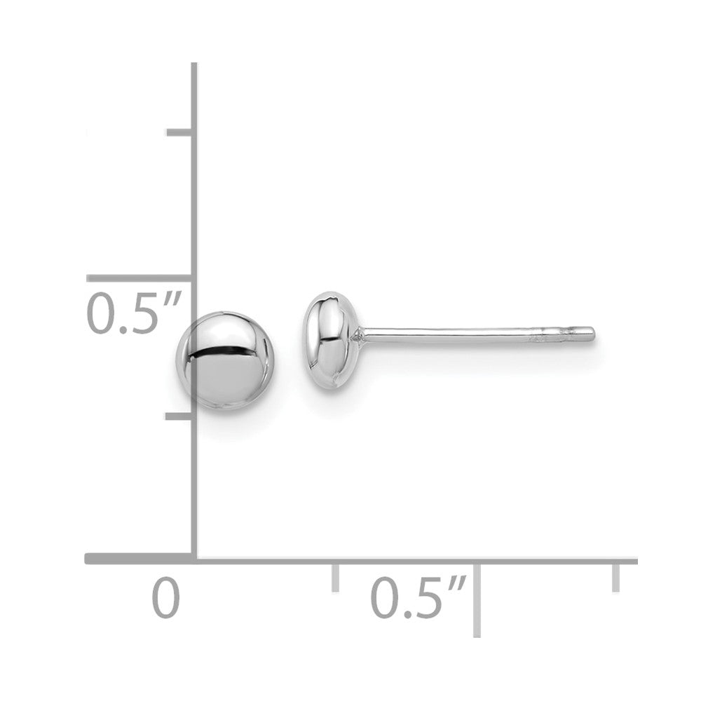 14k White Gold 4.4 mm Button Post Earrings (0.38 grams)