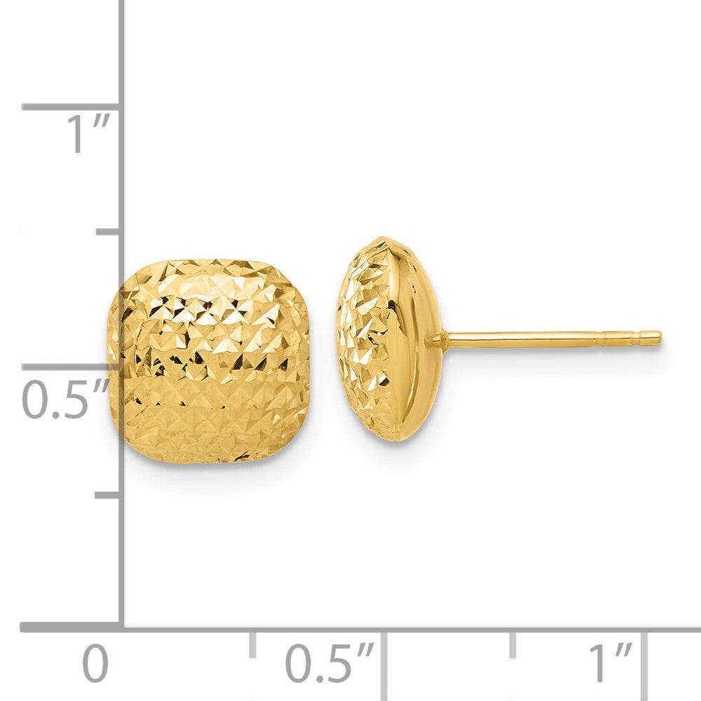 14k Yellow Gold 10.1 mm Puffed Square Post Earrings (1.35 grams)