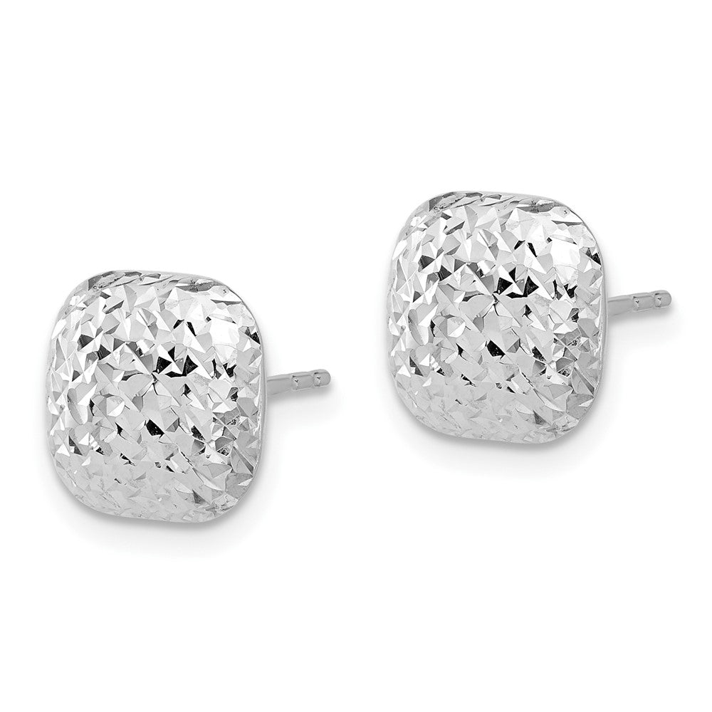 14k White Gold 10.1 mm Puffed Square Post Earrings (1.42 grams)