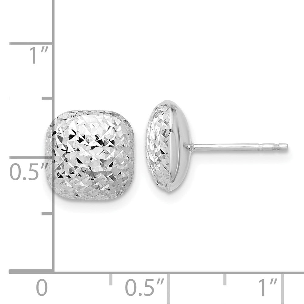 14k White Gold 10.1 mm Puffed Square Post Earrings (1.42 grams)