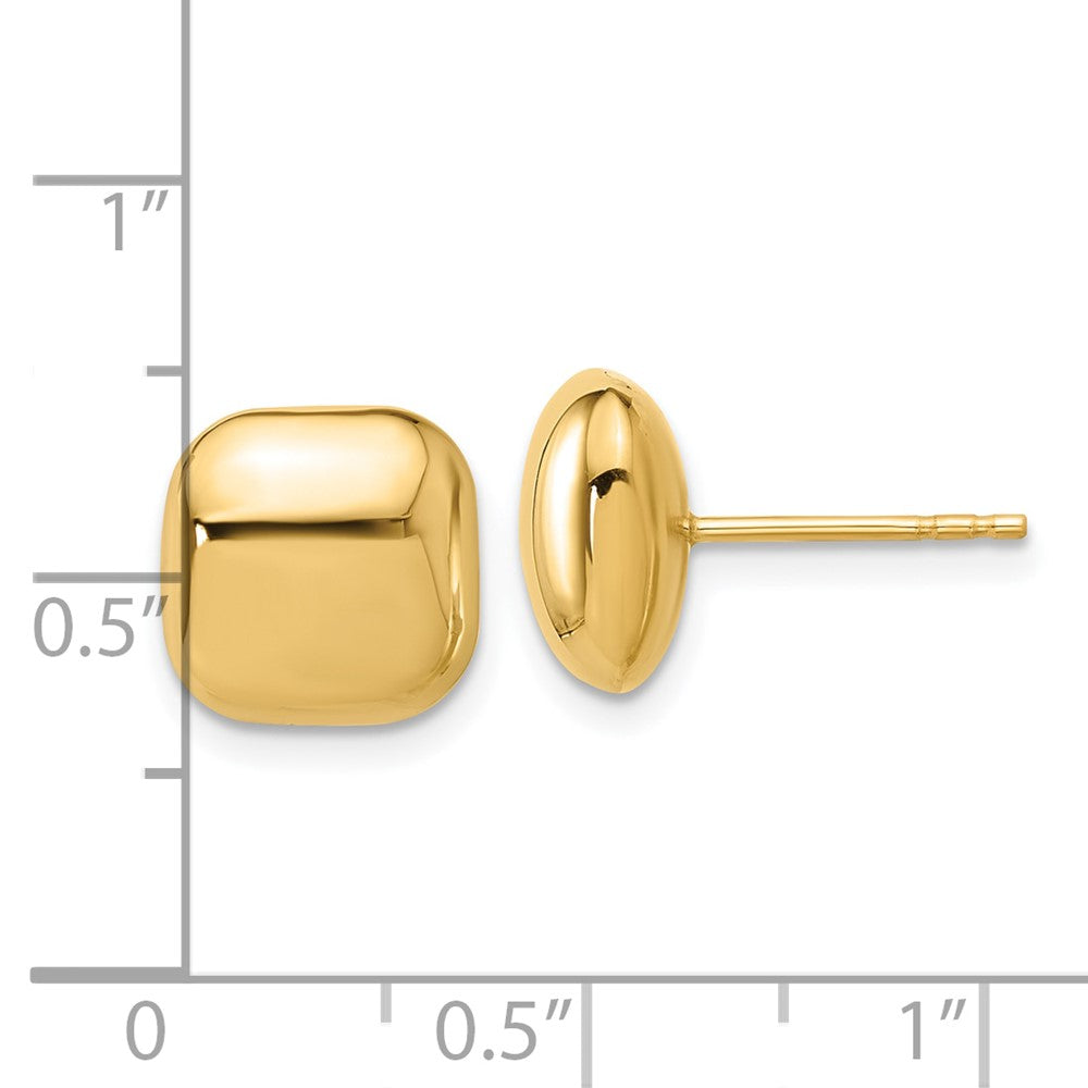 14k Yellow Gold 10.1 mm Puffed Square Post Earrings (1.54 grams)