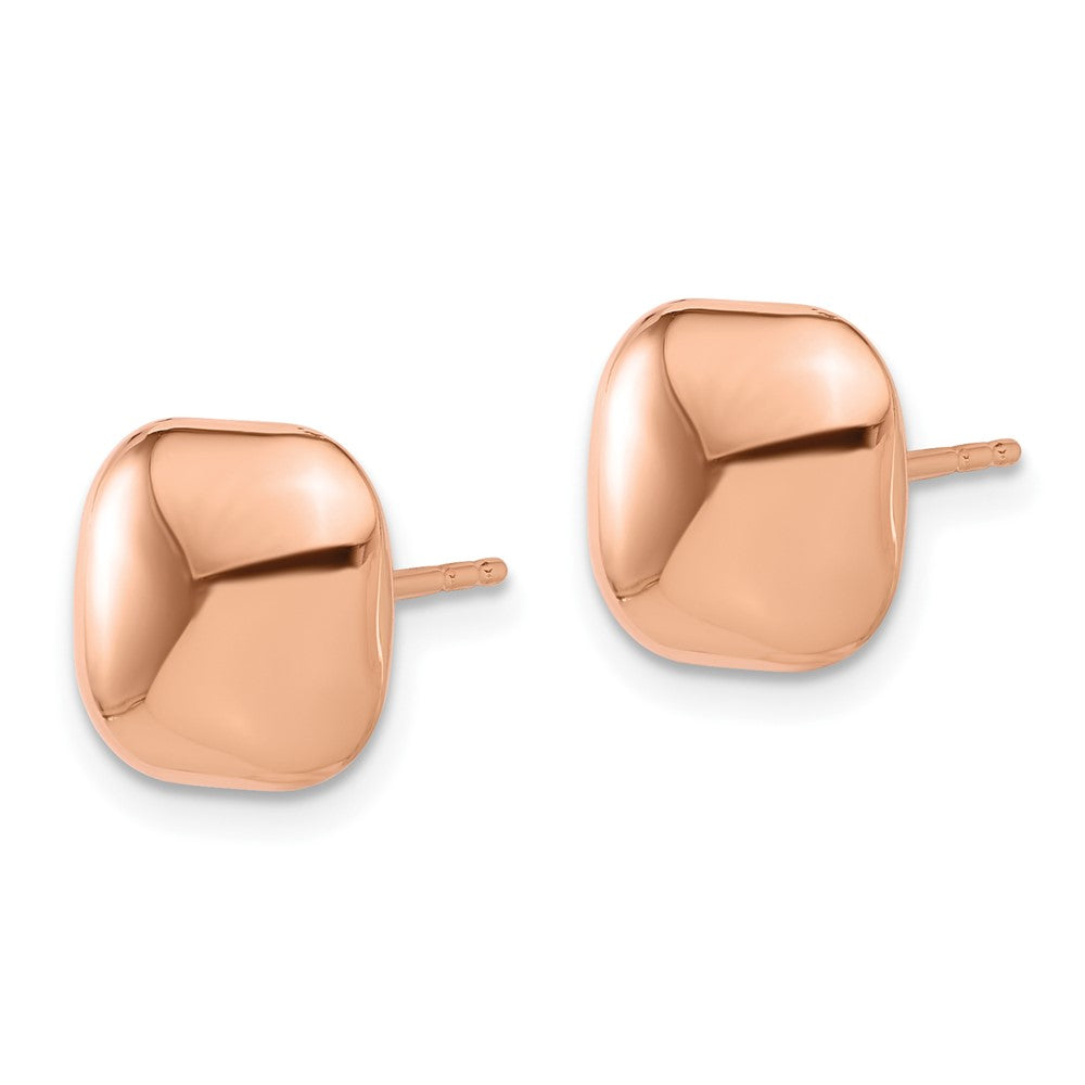 14k Rose Gold 10.1 mm Puffed Square Post Earrings (1.53 grams)