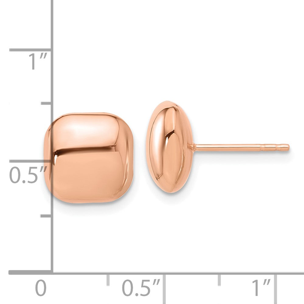14k Rose Gold 10.1 mm Puffed Square Post Earrings (1.53 grams)