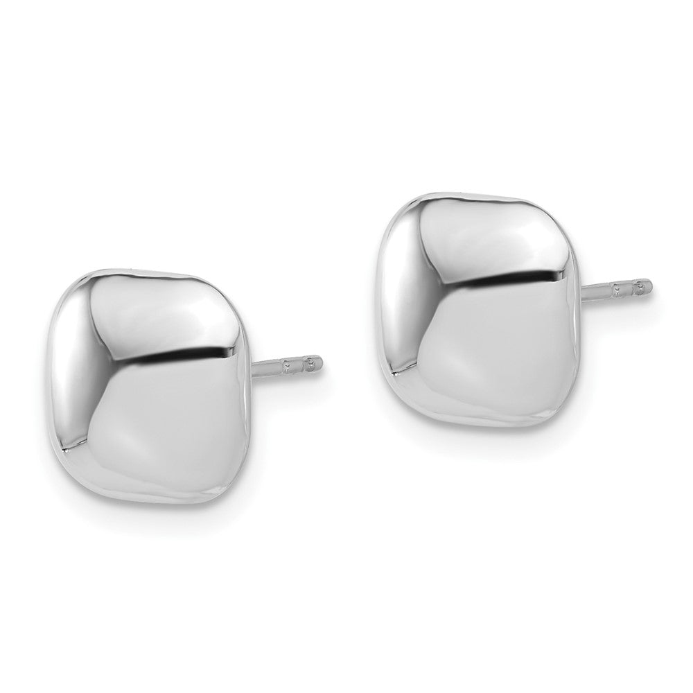 14k White Gold 10.1 mm Puffed Square Post Earrings (1.58 grams)