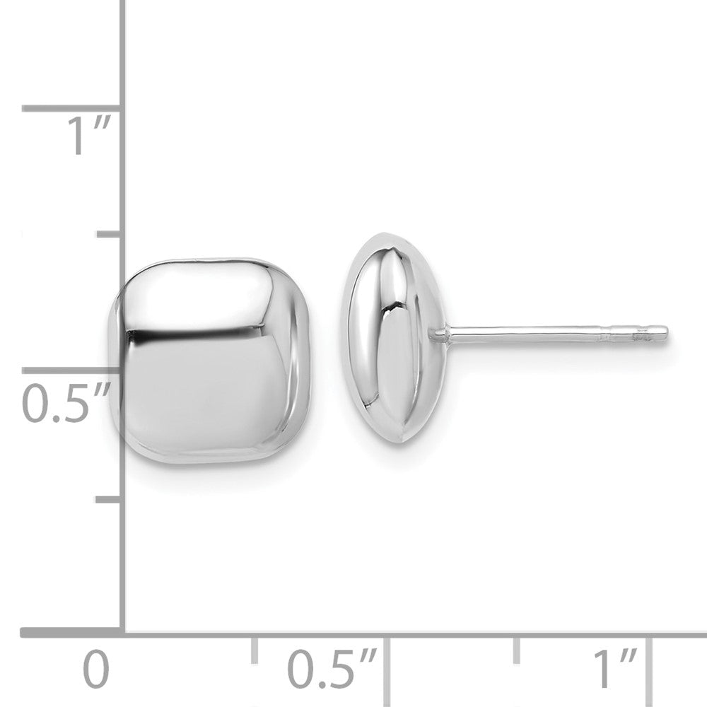 14k White Gold 10.1 mm Puffed Square Post Earrings (1.58 grams)
