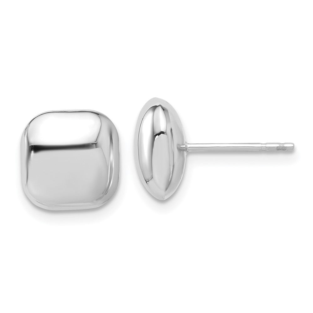 14k White Gold 10.1 mm Puffed Square Post Earrings (1.58 grams)