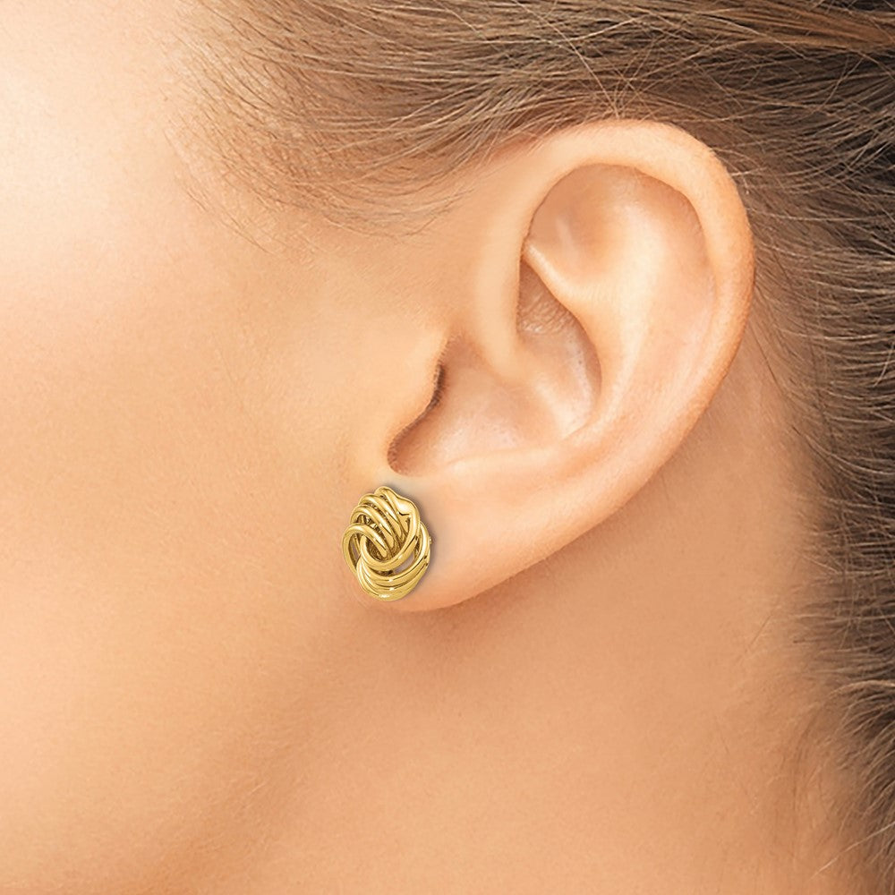 14k Yellow Gold 11.4 mm Polished Love Knot Post Earrings (2.13 grams)