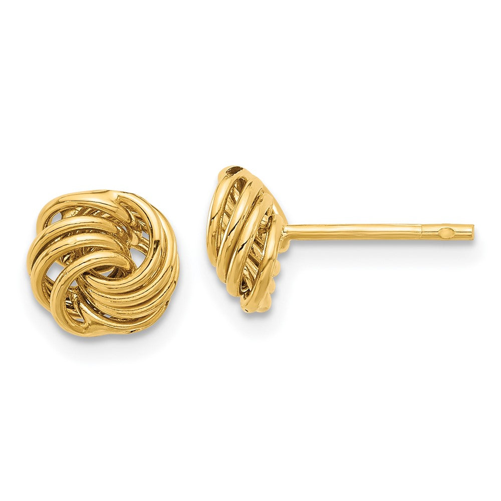 14k Yellow Gold 7.6 mm Polished Love Knot Post Earrings (0.85 grams)