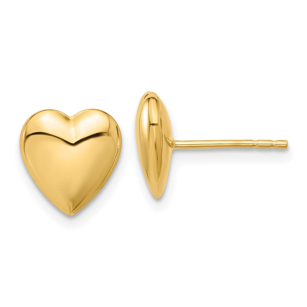 14k Yellow Gold 9.5 mm Polished Puffed Heart Post Earrings (1.11 grams)