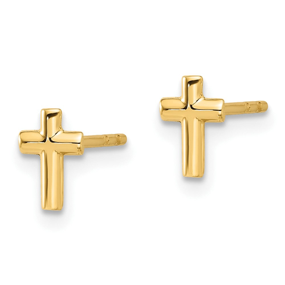 14k Yellow Gold 4.8 mm Polished Cross Post Earrings (0.68 grams)