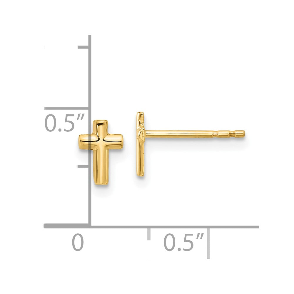 14k Yellow Gold 4.8 mm Polished Cross Post Earrings (0.68 grams)