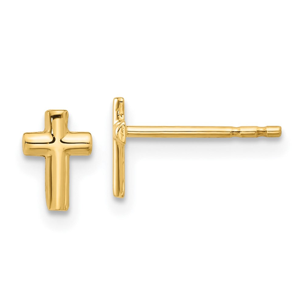 14k Yellow Gold 4.8 mm Polished Cross Post Earrings (0.68 grams)