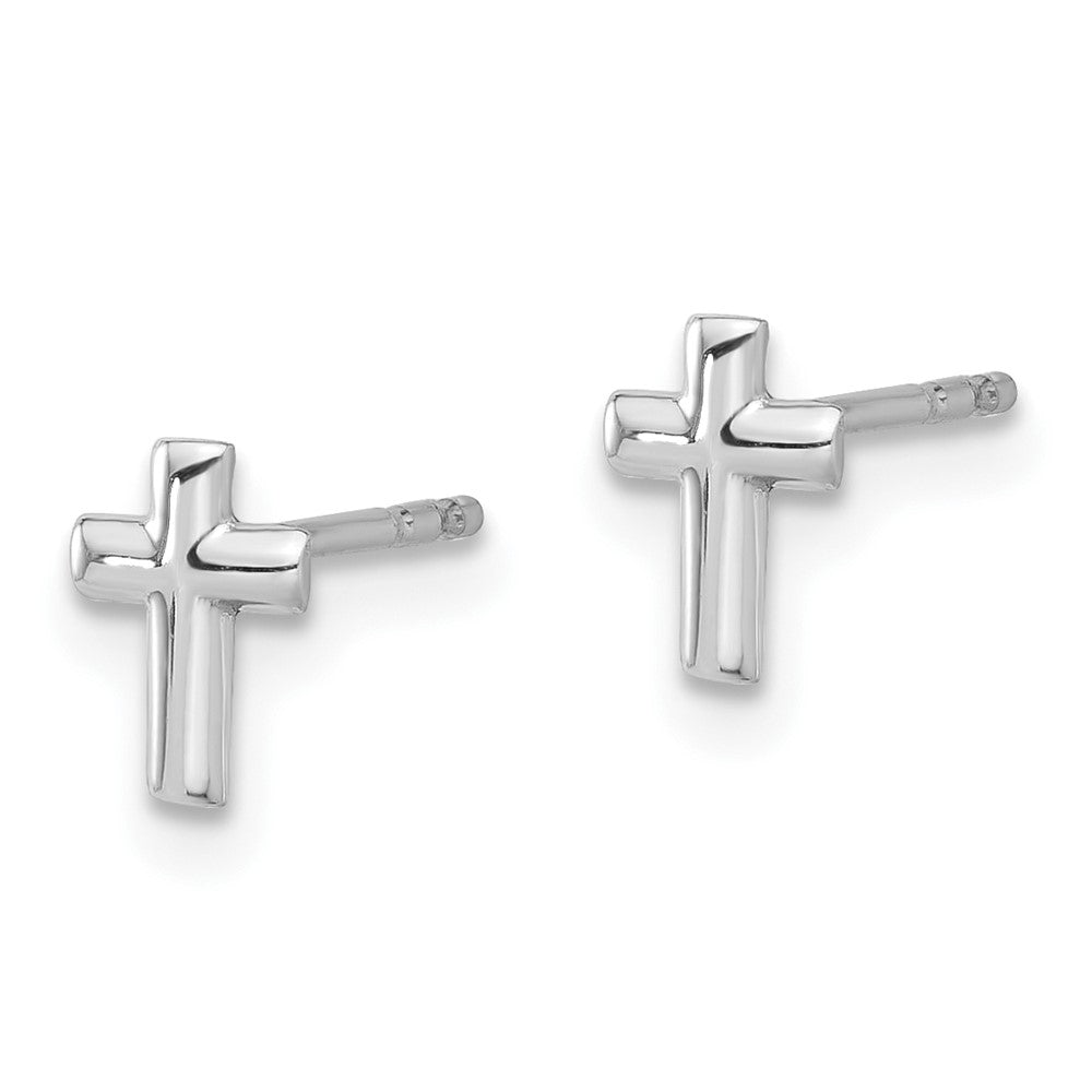14k White Gold 4.8 mm Polished Cross Post Earrings (0.67 grams)