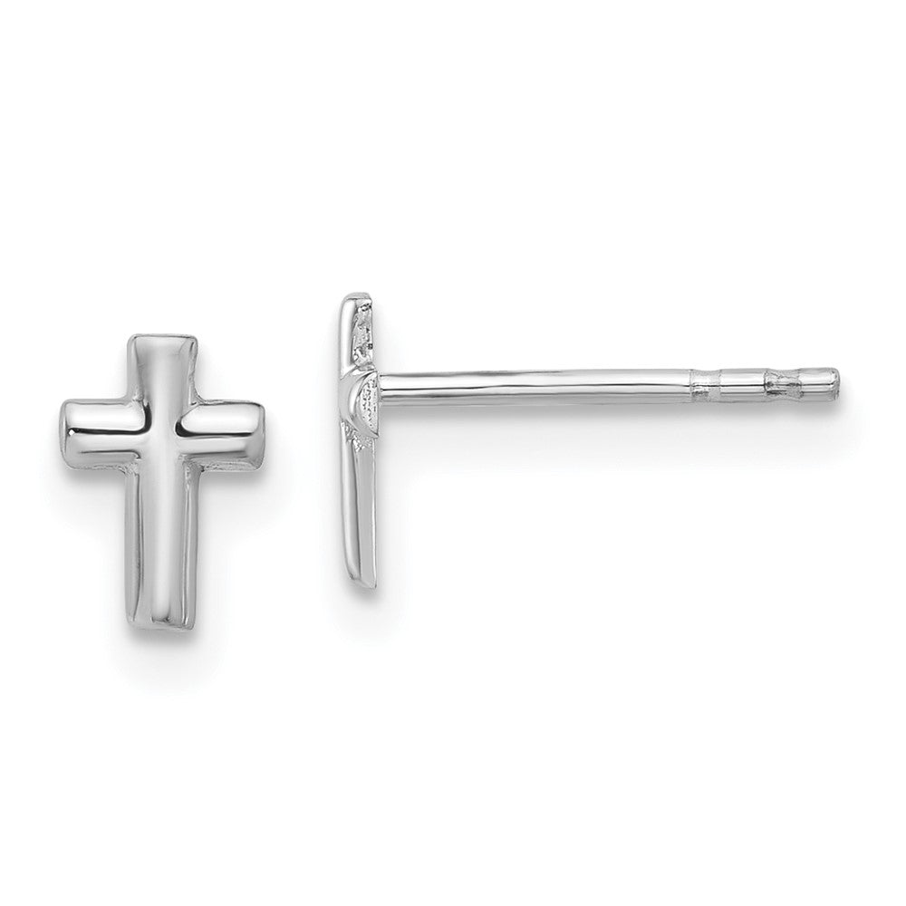 14k White Gold 4.8 mm Polished Cross Post Earrings (0.67 grams)