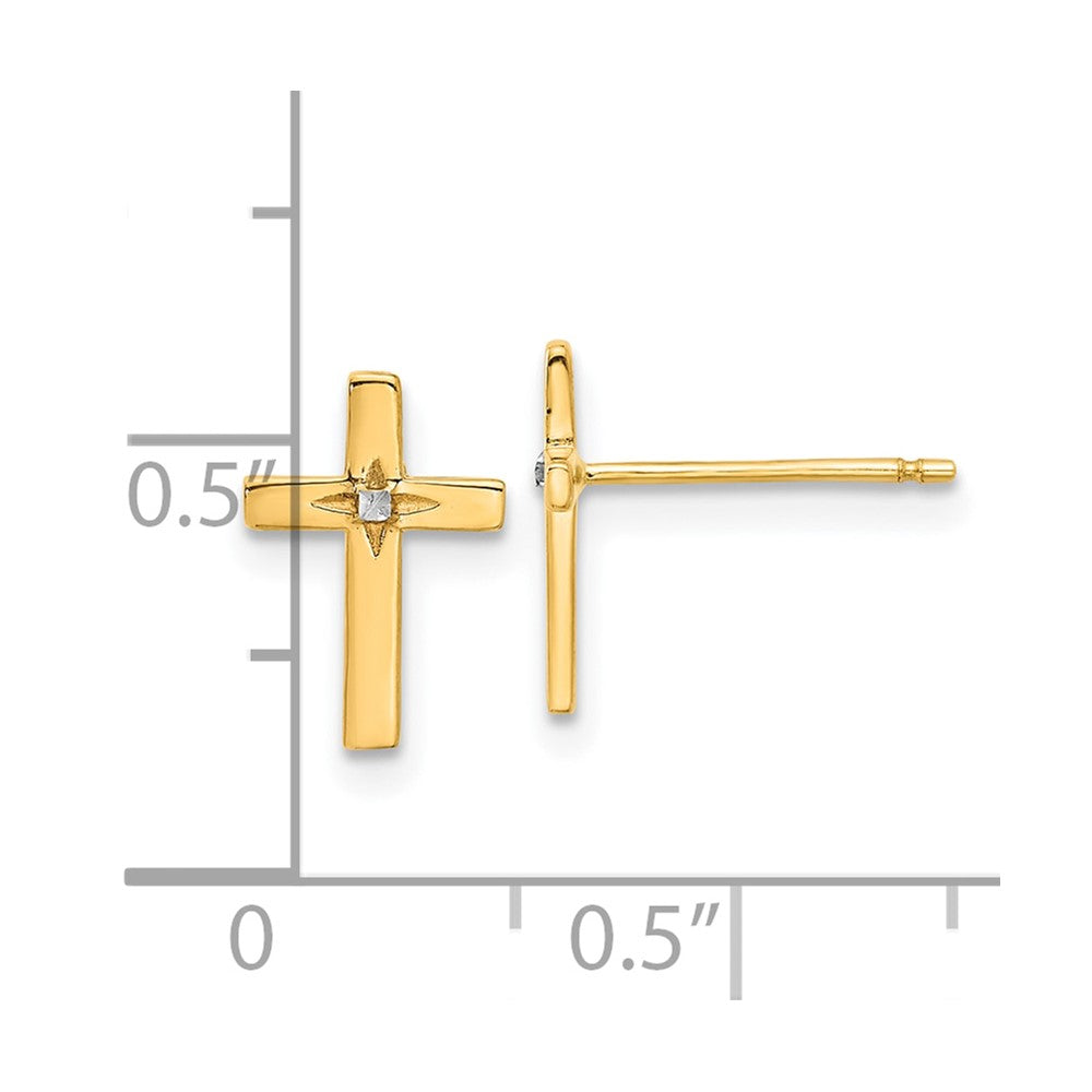 14k Yellow & Rhodium 7.7 mm Cross Post Earrings (1.03 grams)