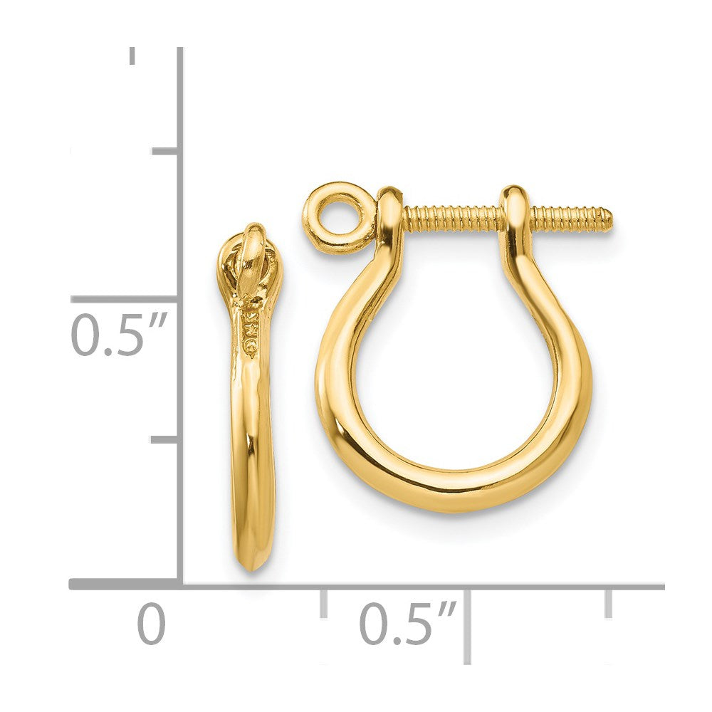 14k Yellow Gold 3 mm D Shackle Link Screw Earrings (1.86 grams)