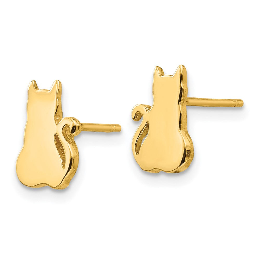 14k Yellow Gold 7 mm Cat Earrings (1 grams)