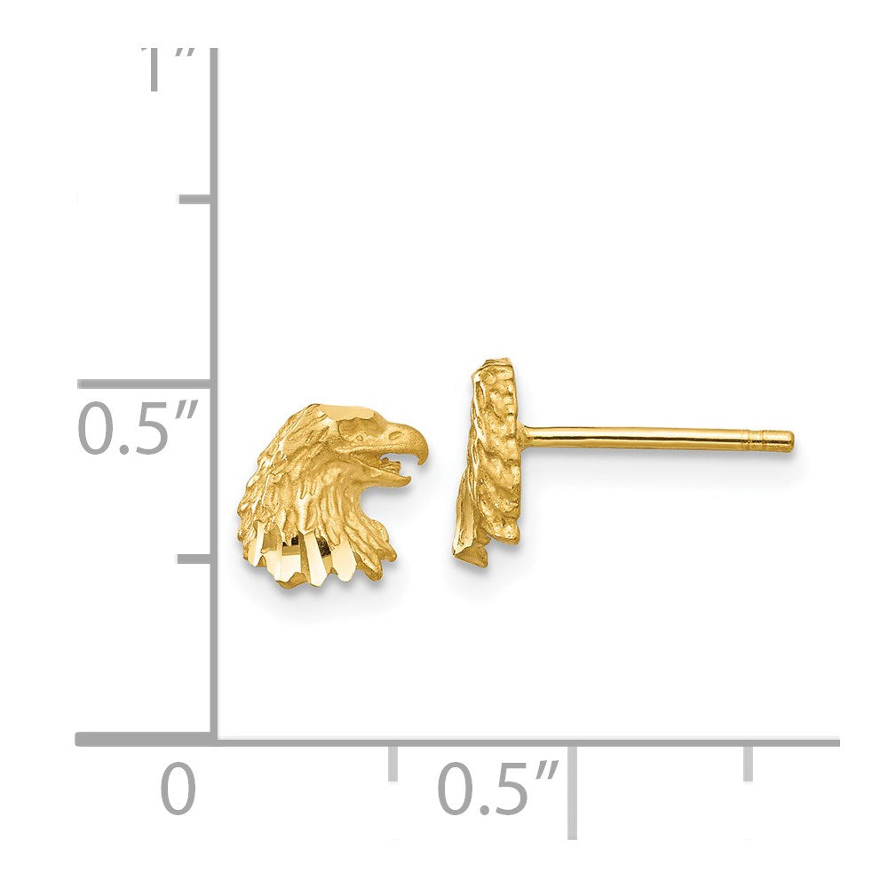 14k Yellow Gold 6 mm Diamond-cut Eagle Earrings (0.9 grams)