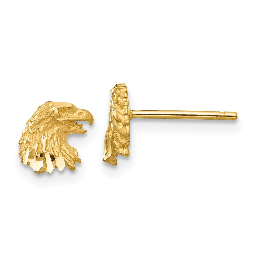 14k Yellow Gold 6 mm Diamond-cut Eagle Earrings (0.9 grams)