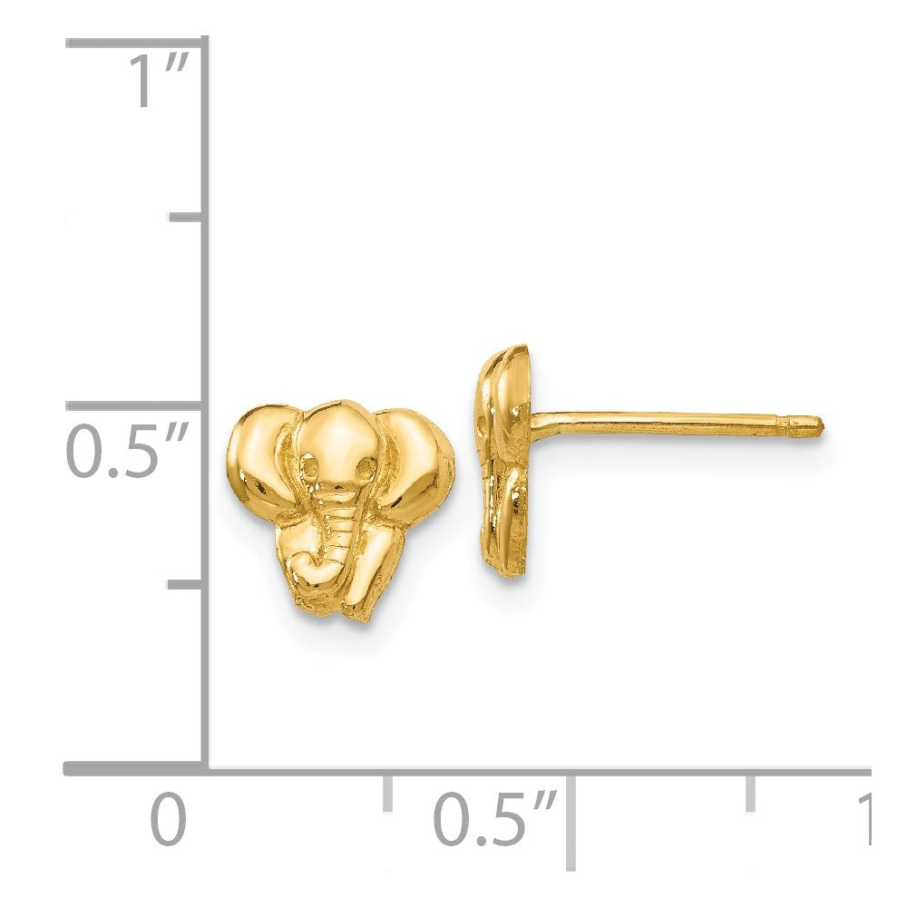 14k Yellow Gold 8 mm Elephant Earrings (1.05 grams)