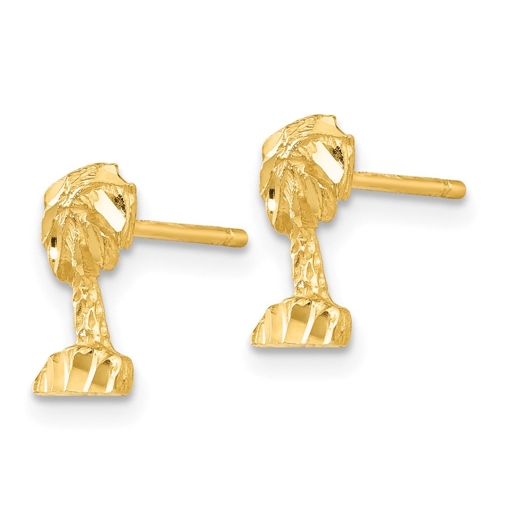 14k Yellow Gold 5 mm Diamond-cut Palm Tree Earrings (0.87 grams)