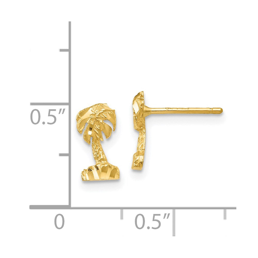 14k Yellow Gold 5 mm Diamond-cut Palm Tree Earrings (0.87 grams)